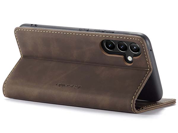 CaseMe Slim Synthetic Leather Wallet Case with Stand for Samsung Galaxy A34 - Chocolate
