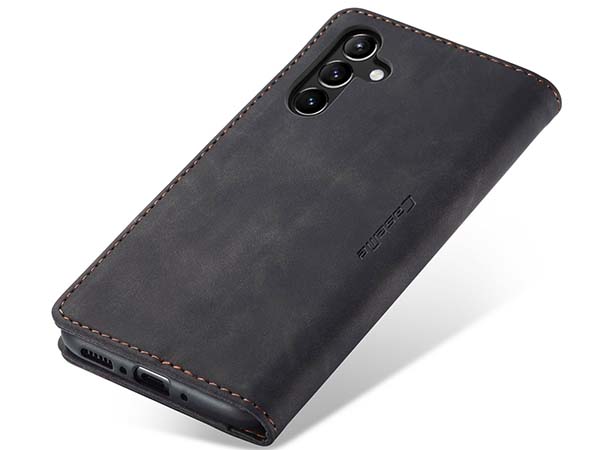 CaseMe Slim Synthetic Leather Wallet Case with Stand for Samsung Galaxy A34 - Charcoal