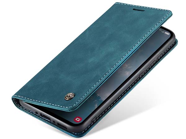CaseMe Slim Synthetic Leather Wallet Case with Stand for Samsung Galaxy A34 - Teal Leather Wallet Case