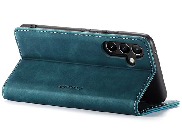 CaseMe Slim Synthetic Leather Wallet Case with Stand for Samsung Galaxy A34 - Teal