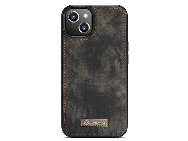 CaseMe 2-in-1 Synthetic Leather Wallet Case for iPhone 14 - Khaki/Grey
