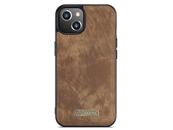 CaseMe 2-in-1 Synthetic Leather Wallet Case for iPhone 14 - Beige/Tan