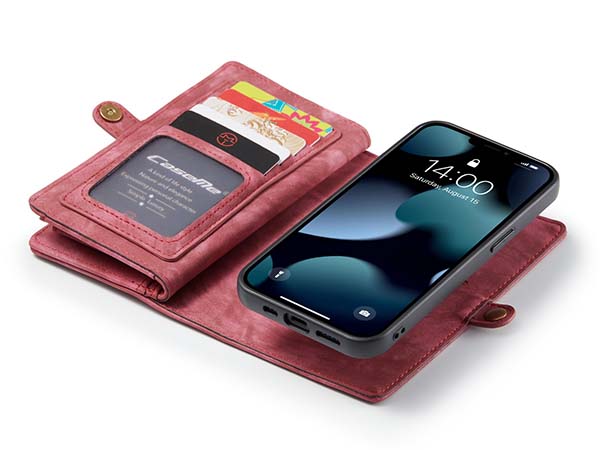 CaseMe 2-in-1 Synthetic Leather Wallet Case for iPhone 14 - Pink/Blush