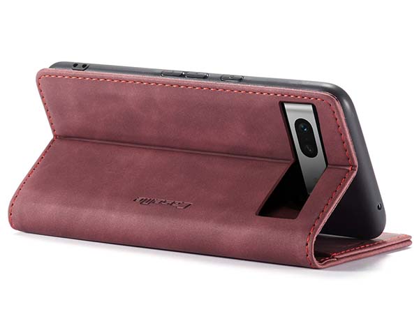 CaseMe Slim Synthetic Leather Wallet Case with Stand for Google Pixel 7a - Burgundy