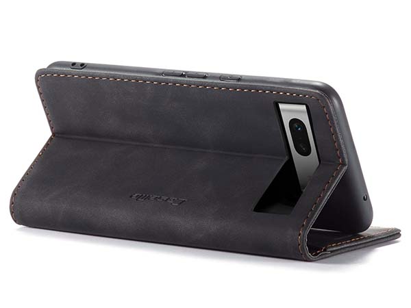 CaseMe Slim Synthetic Leather Wallet Case with Stand for Google Pixel 7a - Charcoal