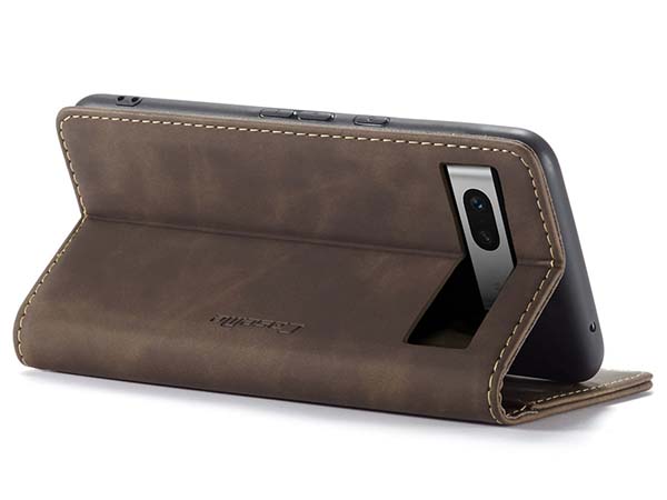 CaseMe Slim Synthetic Leather Wallet Case with Stand for Google Pixel 7a - Chocolate