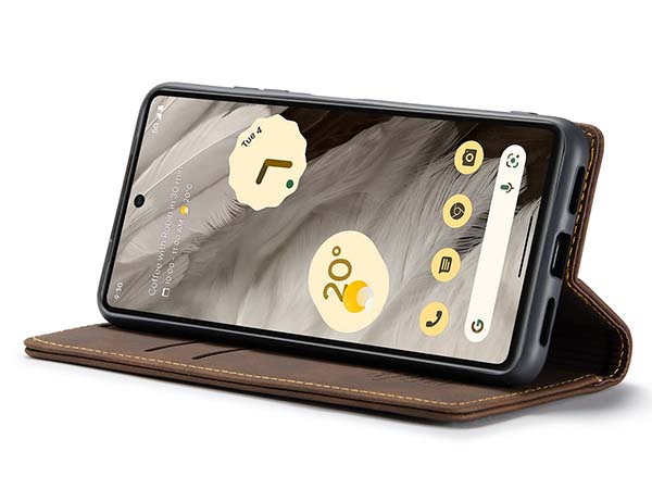 CaseMe Slim Synthetic Leather Wallet Case with Stand for Google Pixel 7a - Chocolate