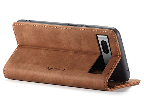 CaseMe Slim Synthetic Leather Wallet Case with Stand for Google Pixel 7a - Tan