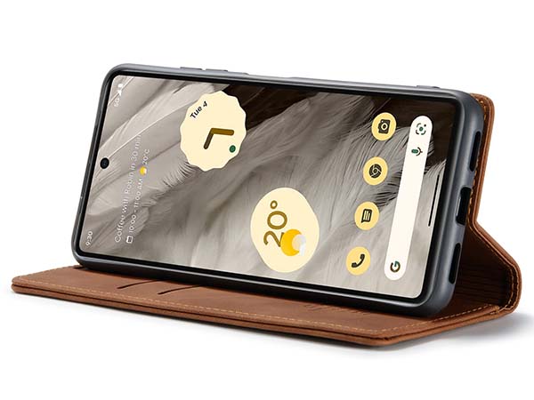 CaseMe Slim Synthetic Leather Wallet Case with Stand for Google Pixel 7a - Tan
