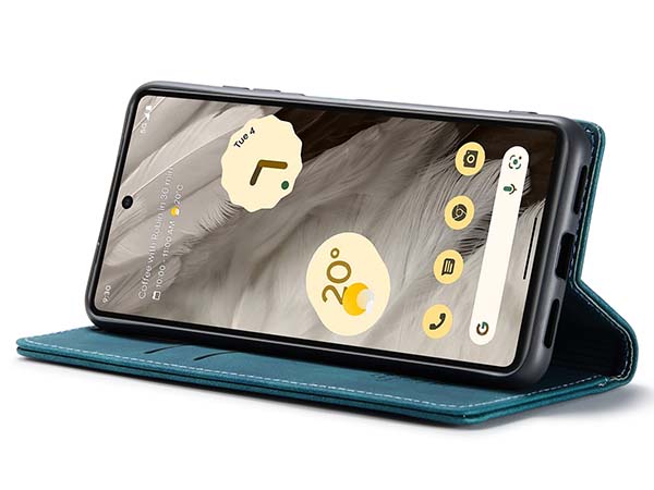 CaseMe Slim Synthetic Leather Wallet Case with Stand for Google Pixel 7a - Teal