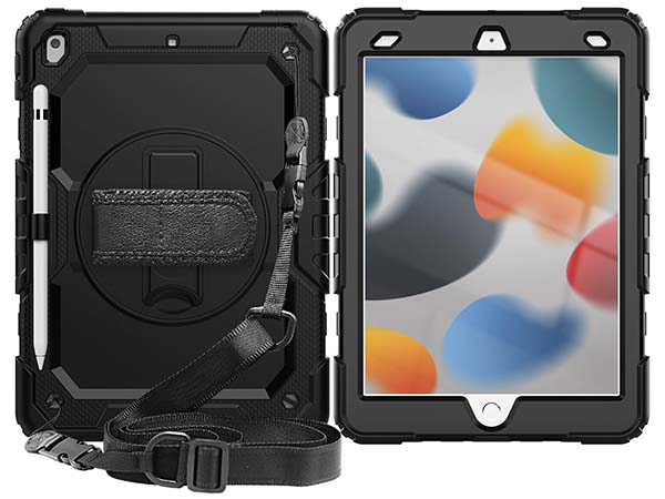 Rugged Impact Case with Strap for Apple iPad 9th Gen 10.2 - Classic Black Impact Case