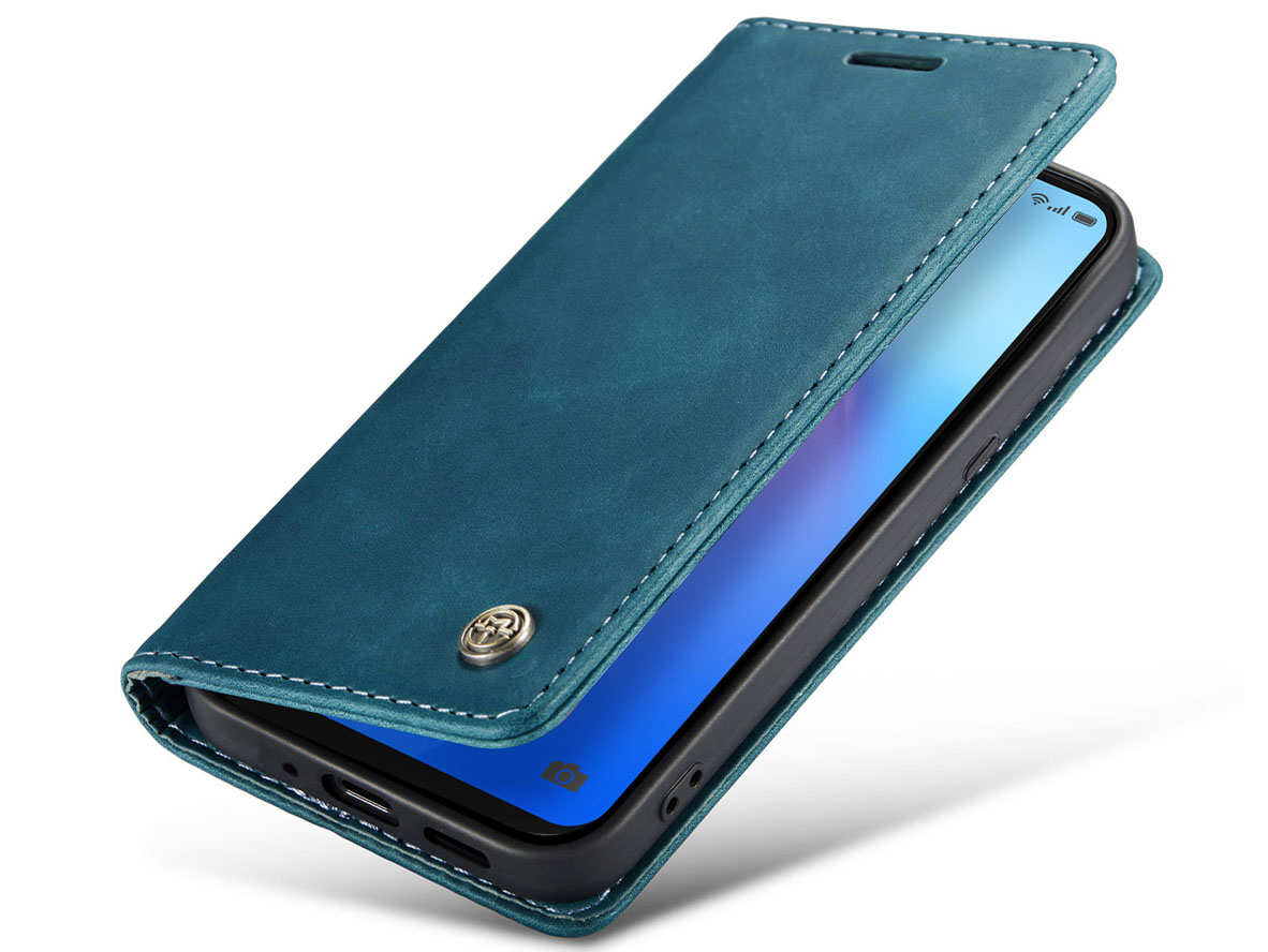 CaseMe Slim Synthetic Leather Wallet Case with Stand for OPPO Reno8 5G - Teal Leather Wallet Case