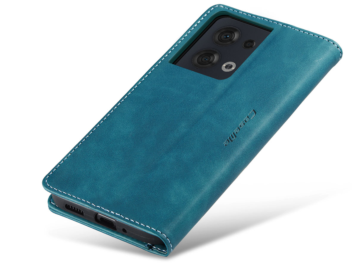 CaseMe Slim Synthetic Leather Wallet Case with Stand for OPPO Reno8 5G - Teal
