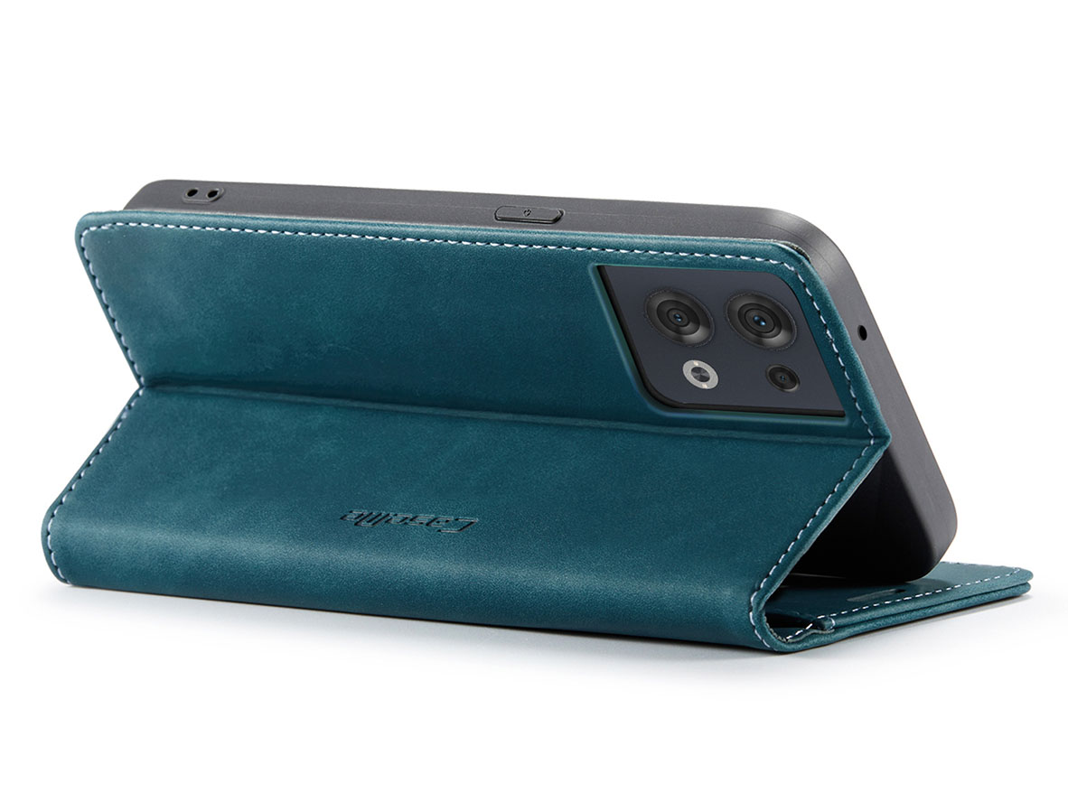 CaseMe Slim Synthetic Leather Wallet Case with Stand for OPPO Reno8 5G - Teal