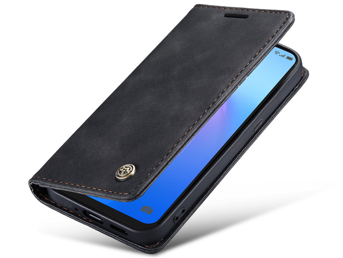 CaseMe Slim Synthetic Leather Wallet Case with Stand for OPPO Reno8 5G - Charcoal Leather Wallet Case