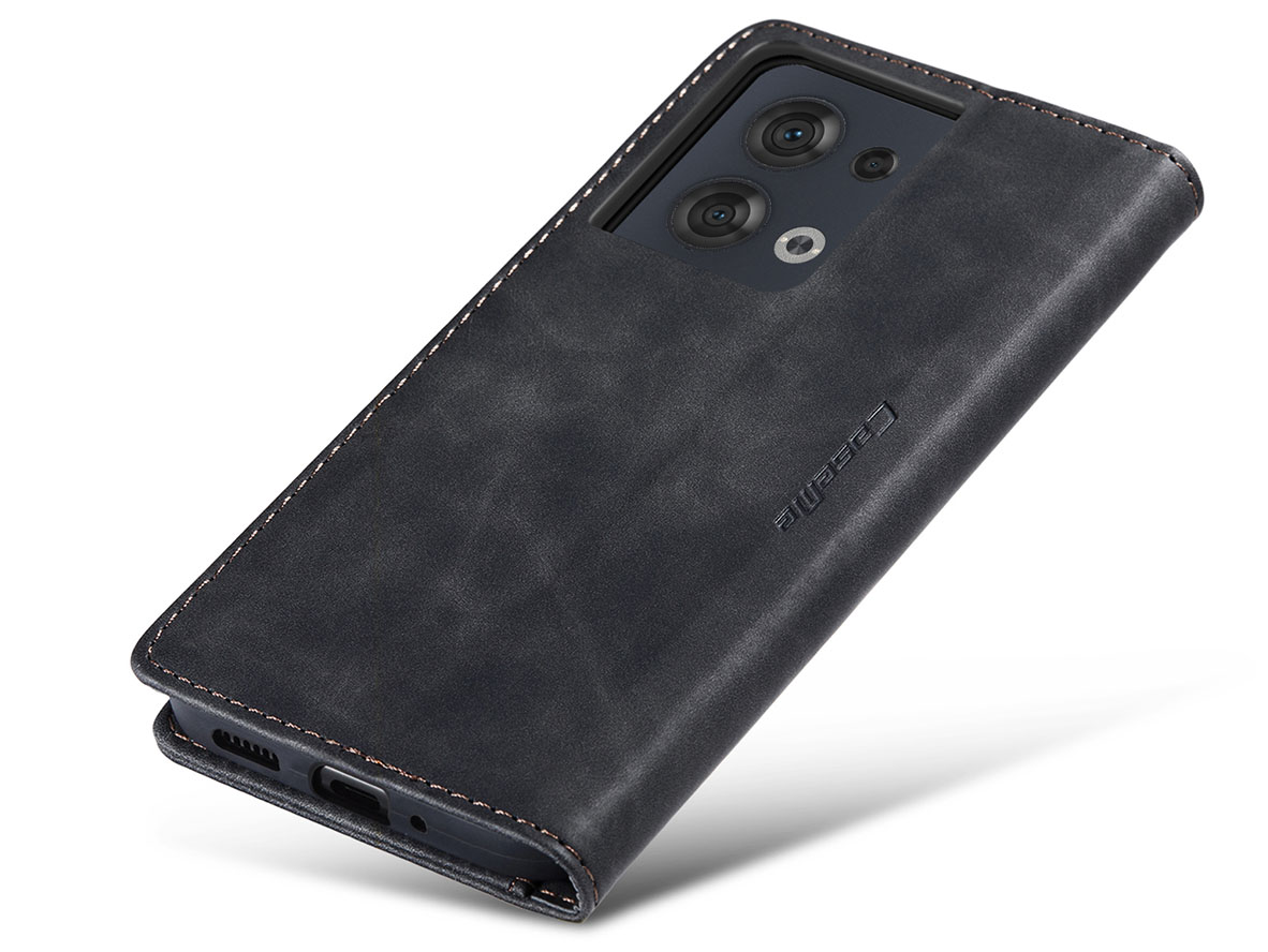 CaseMe Slim Synthetic Leather Wallet Case with Stand for OPPO Reno8 5G - Charcoal