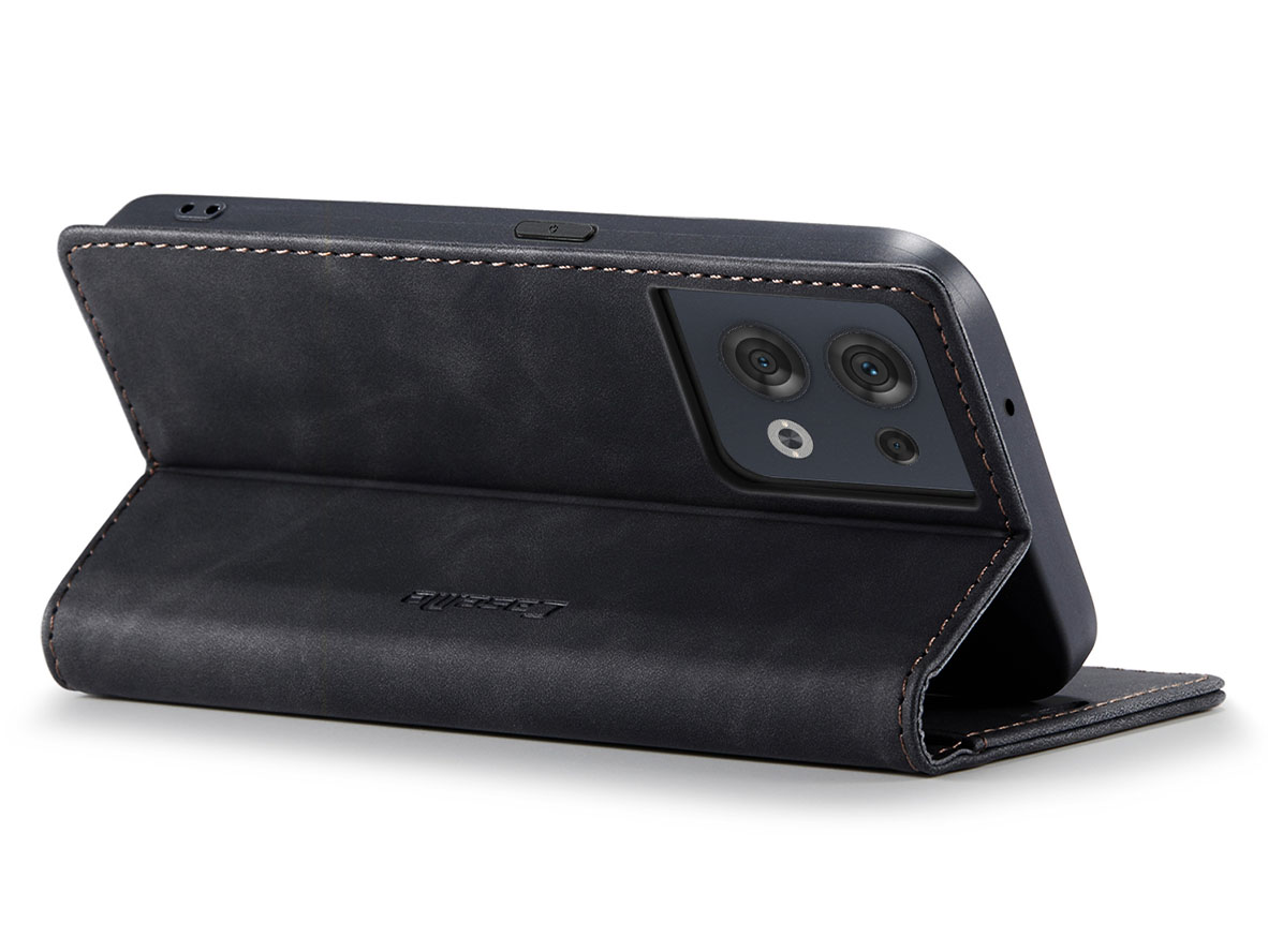 CaseMe Slim Synthetic Leather Wallet Case with Stand for OPPO Reno8 5G - Charcoal