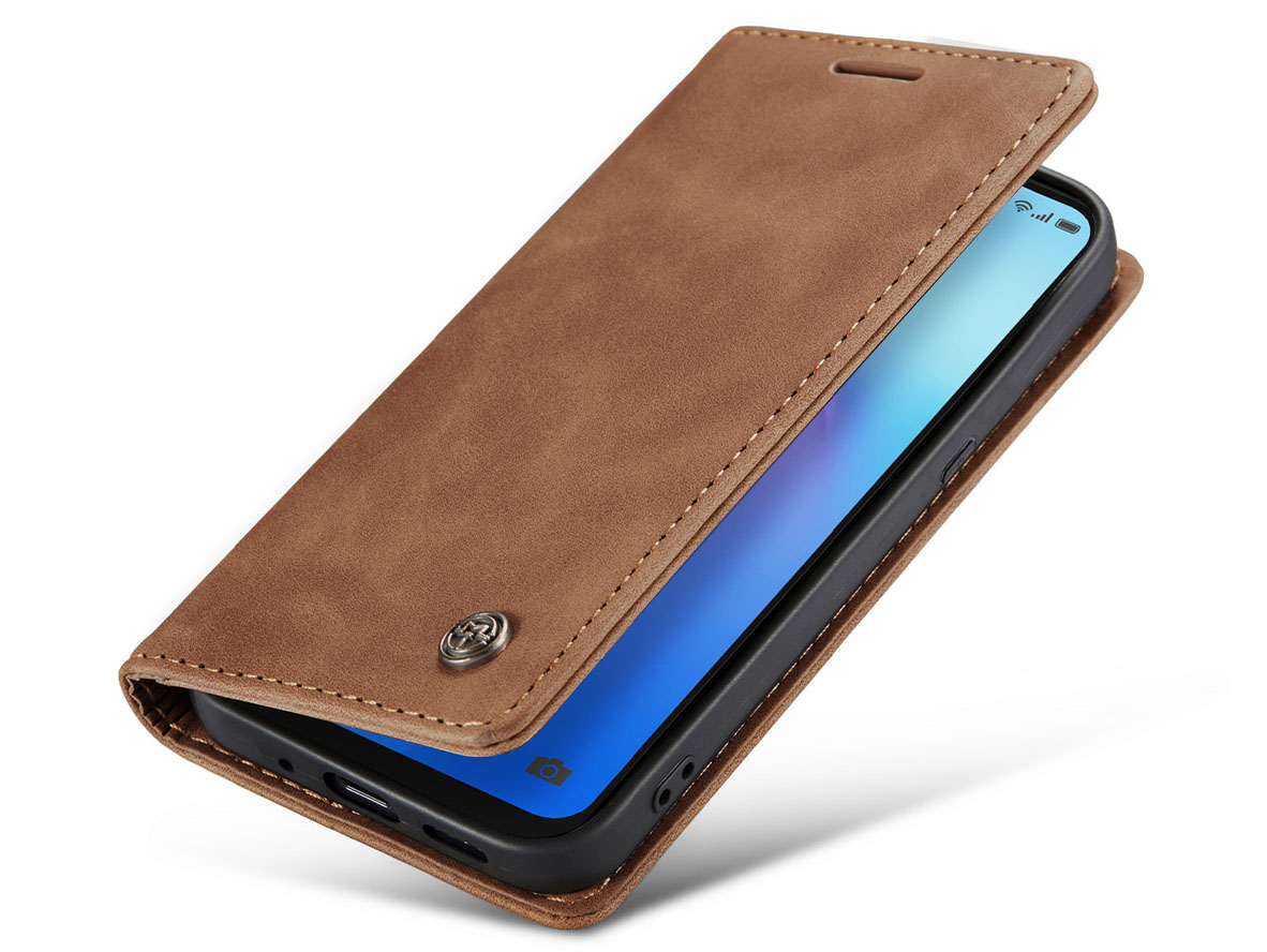 CaseMe Slim Synthetic Leather Wallet Case with Stand for OPPO Reno8 5G - Tan Leather Wallet Case