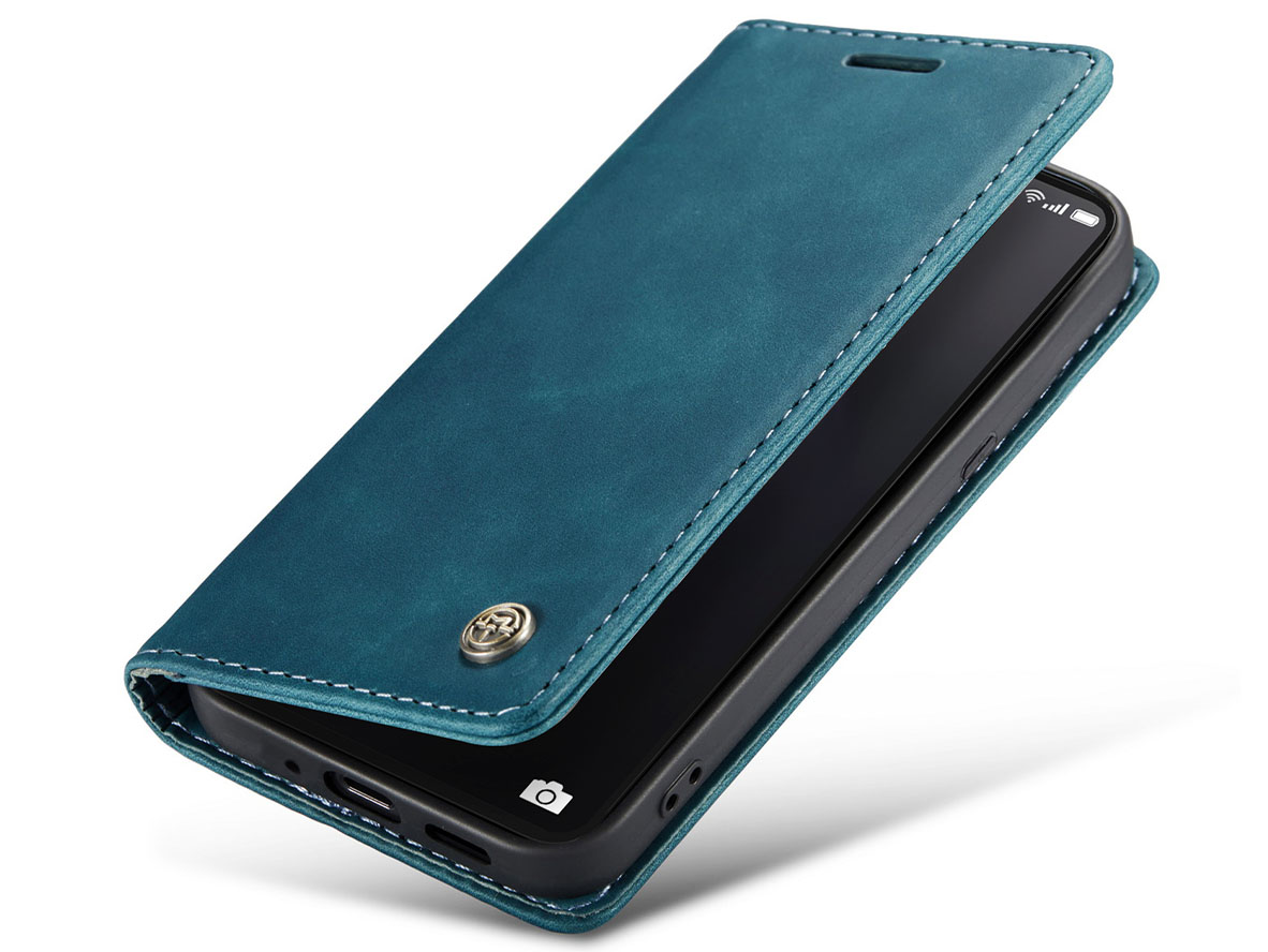 CaseMe Slim Synthetic Leather Wallet Case with Stand for OPPO Reno8 Pro - Teal Leather Wallet Case
