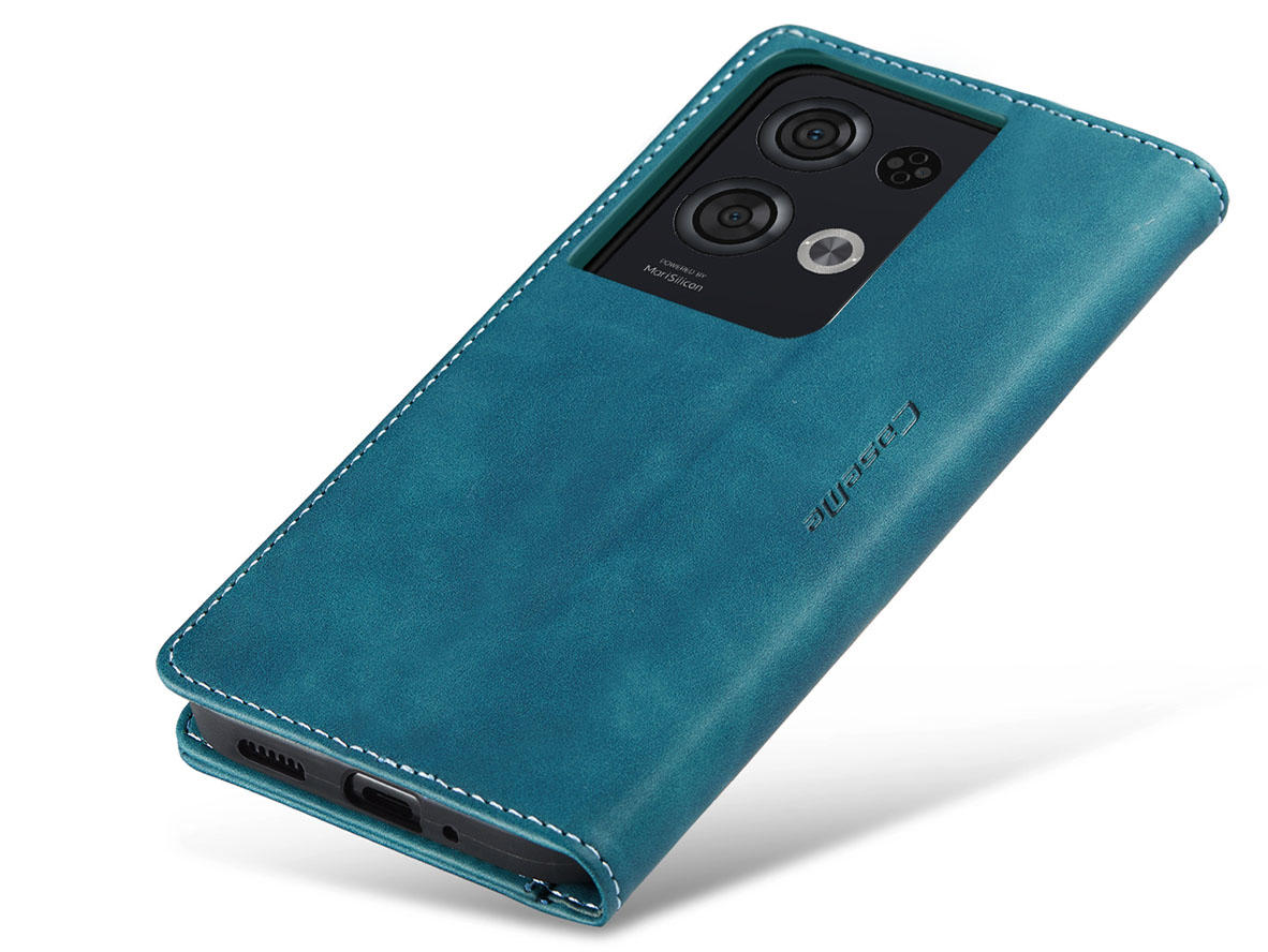 CaseMe Slim Synthetic Leather Wallet Case with Stand for OPPO Reno8 Pro - Teal
