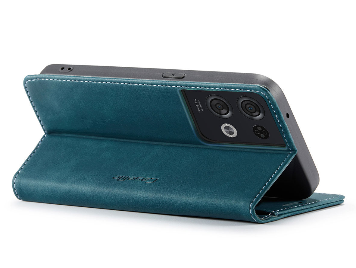 CaseMe Slim Synthetic Leather Wallet Case with Stand for OPPO Reno8 Pro - Teal