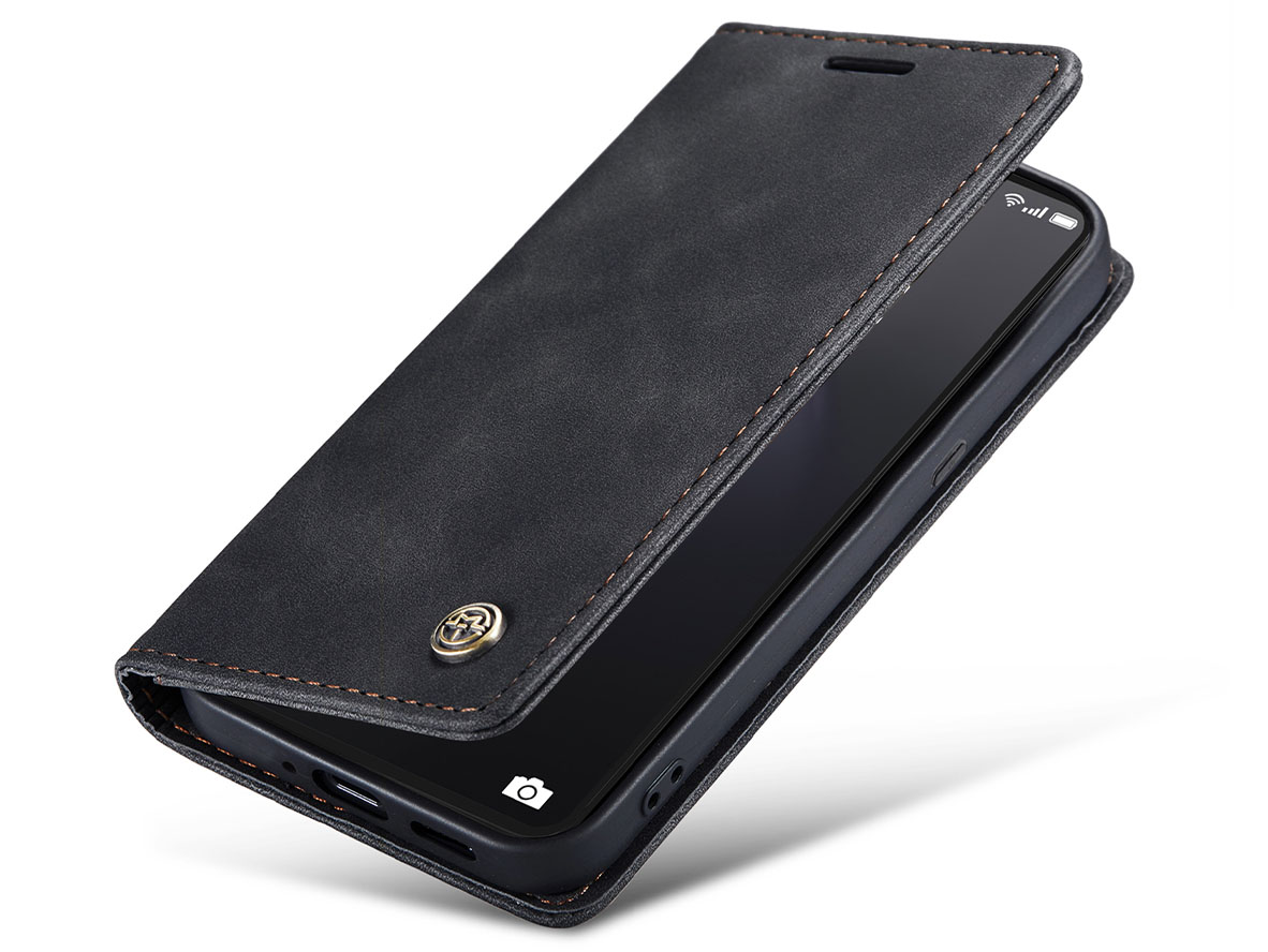 CaseMe Slim Synthetic Leather Wallet Case with Stand for OPPO Reno8 Pro - Charcoal Leather Wallet Case