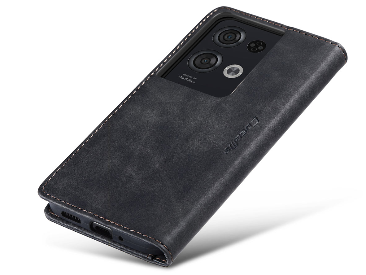 CaseMe Slim Synthetic Leather Wallet Case with Stand for OPPO Reno8 Pro - Charcoal