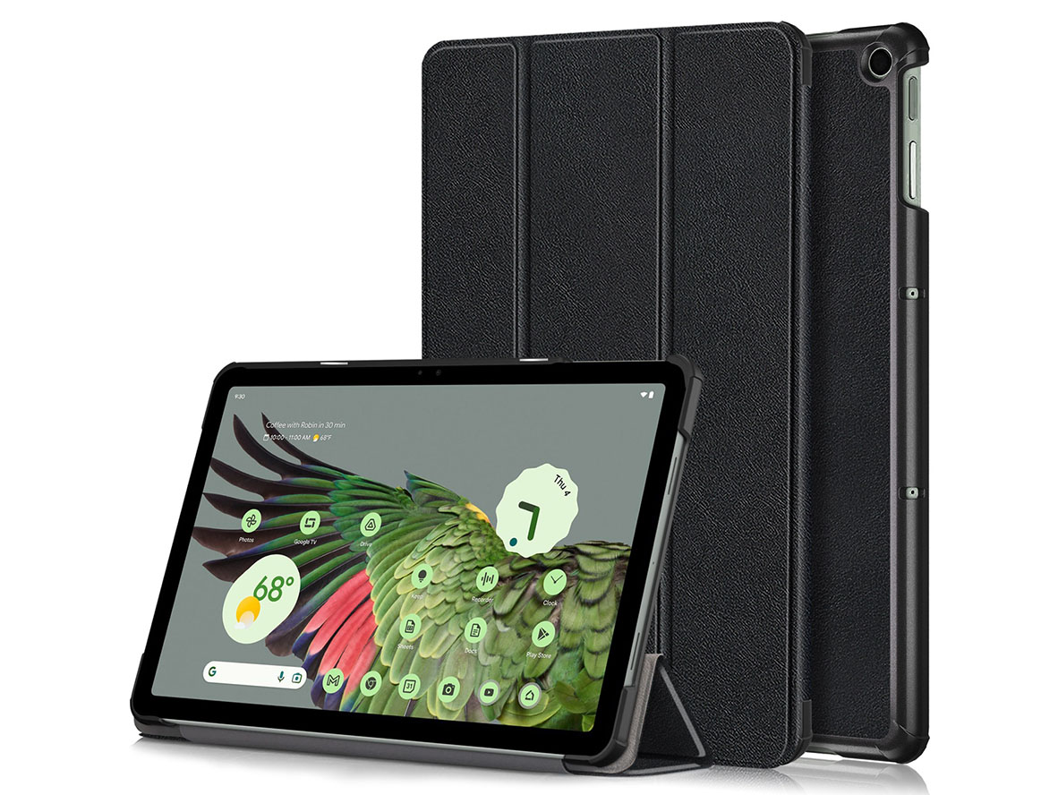 Premium Slim Synthetic Leather Flip Case with Stand for Google Pixel Tablet - Black