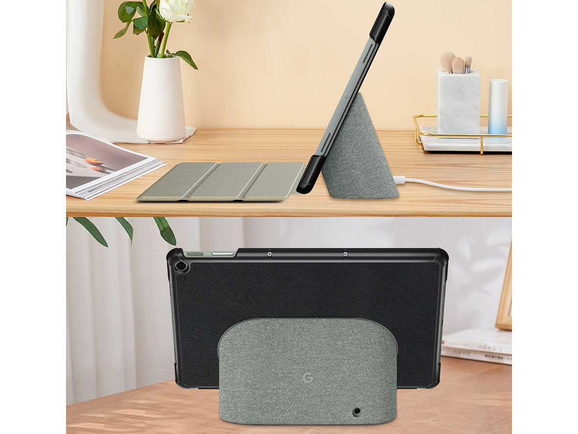 Premium Slim Synthetic Leather Flip Case with Stand for Google Pixel Tablet - Black