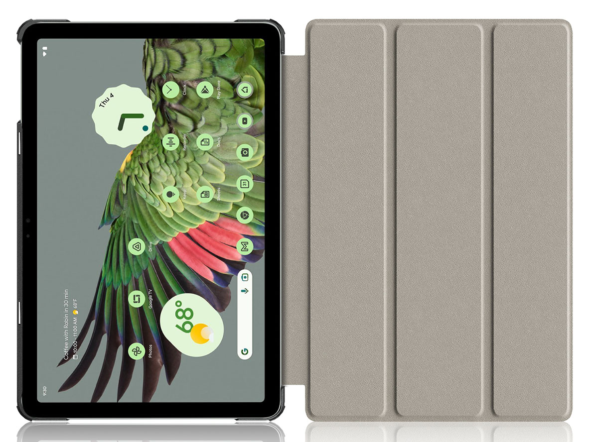Premium Slim Synthetic Leather Flip Case with Stand for Google Pixel Tablet - Black