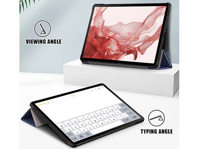 Slim Synthetic Leather Flip Case with Stand for Samsung Galaxy Tab S9+ - Midnight Blue