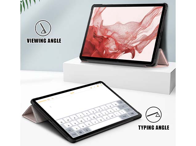 Slim Synthetic Leather Flip Case with Stand for Samsung Galaxy Tab S9+ - Rose Gold