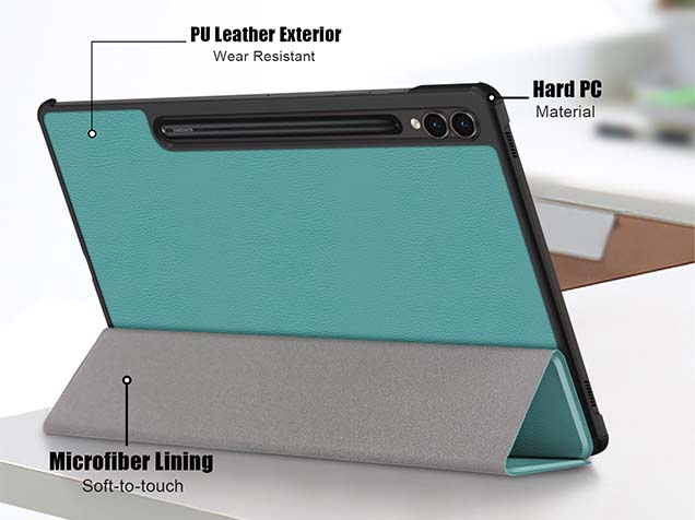 Slim Synthetic Leather Flip Case with Stand for Samsung Galaxy Tab S9+ - Teal