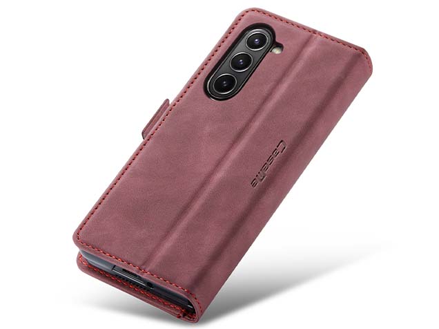 CaseMe Synthetic Leather Wallet Case with Stand for Galaxy Z Fold5 - Burgundy