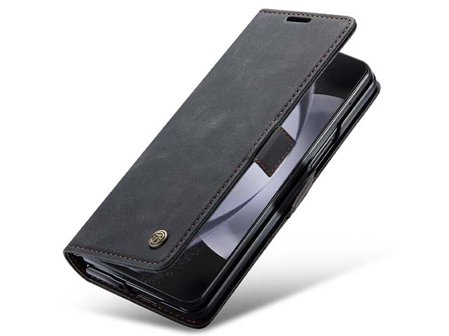 CaseMe Synthetic Leather Wallet Case with Stand for Galaxy Z Fold5 - Charcoal Leather Wallet Case