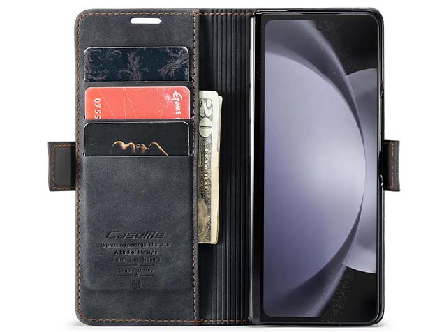 CaseMe Synthetic Leather Wallet Case with Stand for Galaxy Z Fold5 - Charcoal