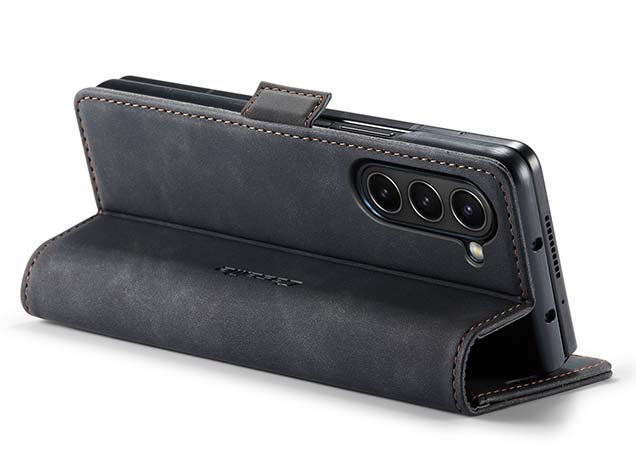 CaseMe Synthetic Leather Wallet Case with Stand for Galaxy Z Fold5 - Charcoal