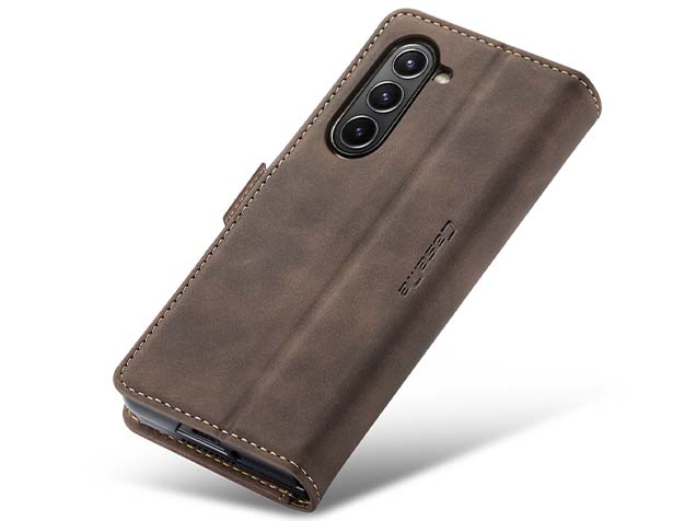 CaseMe Synthetic Leather Wallet Case with Stand for Galaxy Z Fold5 - Chocolate