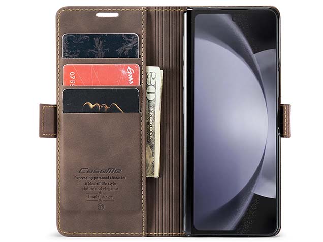CaseMe Synthetic Leather Wallet Case with Stand for Galaxy Z Fold5 - Chocolate