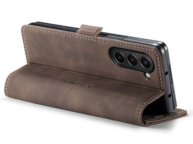 CaseMe Synthetic Leather Wallet Case with Stand for Galaxy Z Fold5 - Chocolate