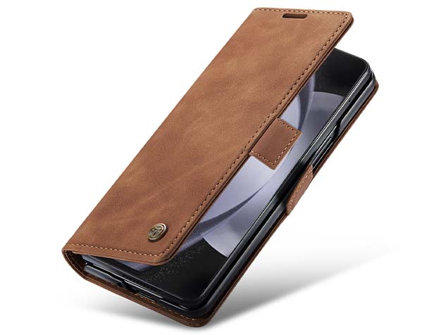 CaseMe Synthetic Leather Wallet Case with Stand for Galaxy Z Fold5 - Tan Leather Wallet Case