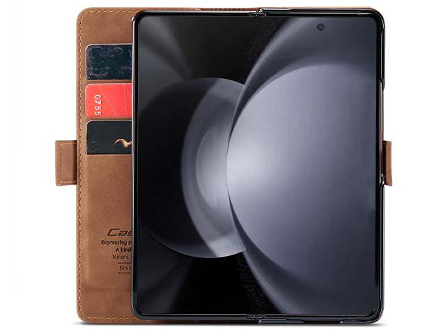 CaseMe Synthetic Leather Wallet Case with Stand for Galaxy Z Fold5 - Tan