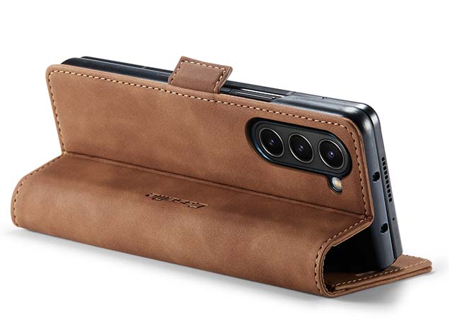 CaseMe Synthetic Leather Wallet Case with Stand for Galaxy Z Fold5 - Tan