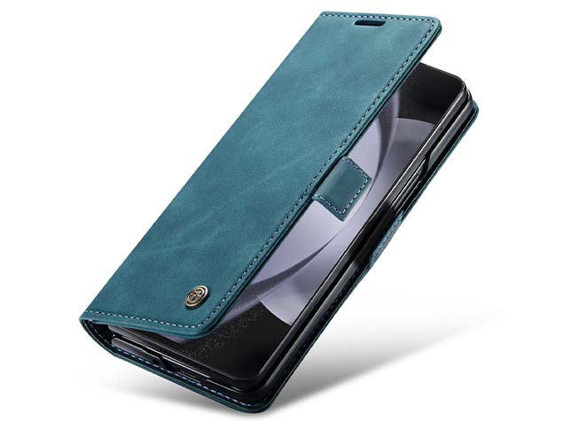 CaseMe Synthetic Leather Wallet Case with Stand for Galaxy Z Fold5 - Teal Leather Wallet Case