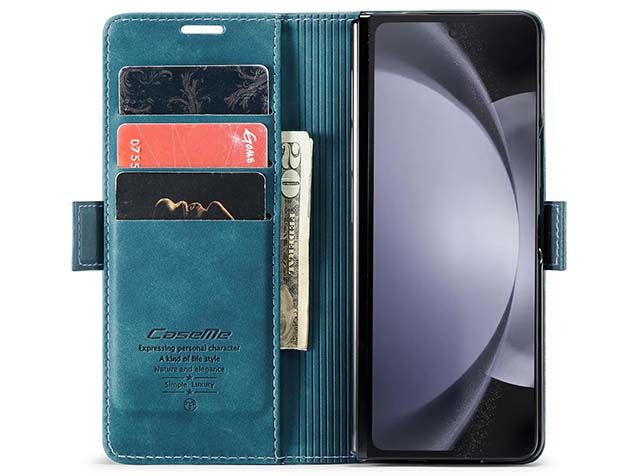 CaseMe Synthetic Leather Wallet Case with Stand for Galaxy Z Fold5 - Teal