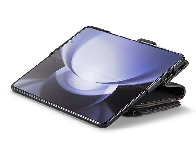 CaseMe Synthetic Leather Wallet Case with Zipper Pocket for Galaxy Z Fold5 - Charcoal
