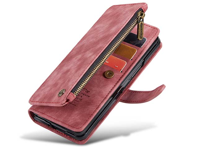 CaseMe Synthetic Leather Wallet Case with Zipper Pocket for Galaxy Z Fold5 - Blush Leather Wallet Case