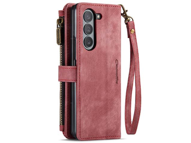 CaseMe Synthetic Leather Wallet Case with Zipper Pocket for Galaxy Z Fold5 - Blush