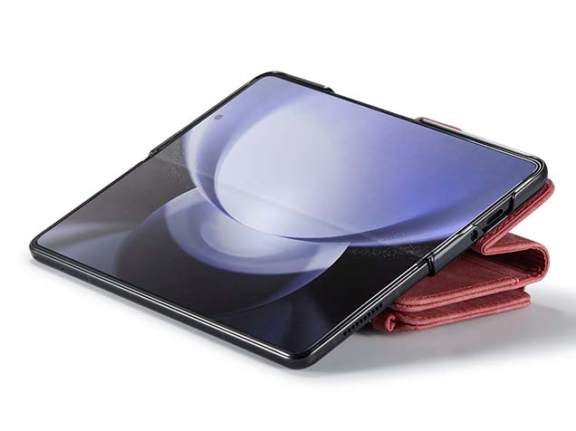 CaseMe Synthetic Leather Wallet Case with Zipper Pocket for Galaxy Z Fold5 - Blush