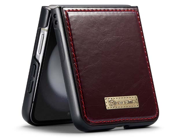 CaseMe Slim Synthetic Leather Case for Samsung Galaxy Z Flip5 - Burgundy